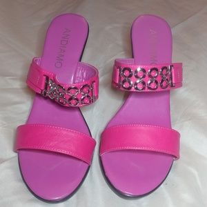 Fushia/ Rose/ Pink Slip On Low Heels Size 10M